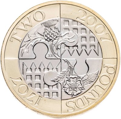 купить Великобритания 2 фунта (pounds) 2007 Трехсотлетие "Акта Объединения" Англии и Шотландии