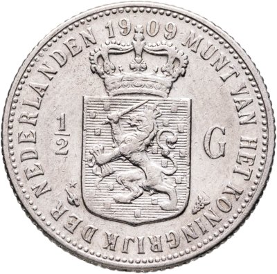 купить Нидерланды 1\2 гульдена (gulden) 1909 Королева Вильгельмина