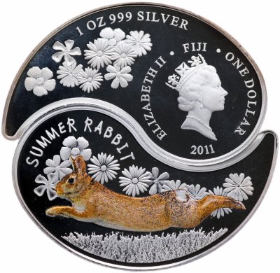 купить Фиджи набор 1 доллар 2011 "Летний и зимний заяц" из 2 монет