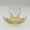 Купить Набор для крепкого алкоголя в желтом оттенке (бокал и розетка для лимона/закусок), дизайнер  Rudolf Eschler, стекло, гранение, Henry Moser & Cie (Мозер), Чехословакия, 1950-1980 гг.