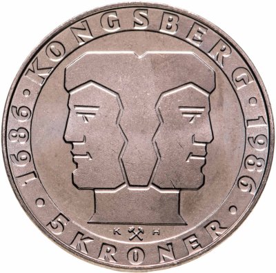 купить Норвегия 5 крон 1986 "300 лет монетному двору"