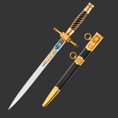 купить Кортик "65 лет Победы", сталь, латунь, дерево, кожа, золочение; в деревянном подарочном коробе с бархатным ложементом, Российская Федерация, 2010 г.