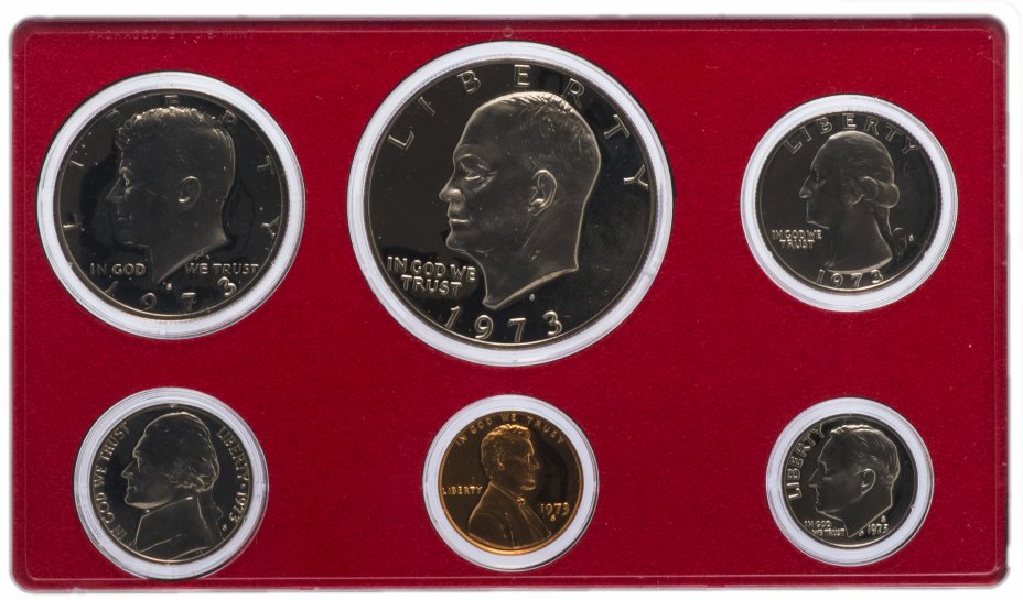 купить США Годовой набор монет 1973 Proof (6 штук) в упаковке