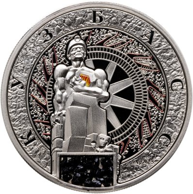купить Остров Ниуэ 1 доллар 2012 Proof «Кузбасс шахтер с вставкой из угля» в футляре с сертификатом
