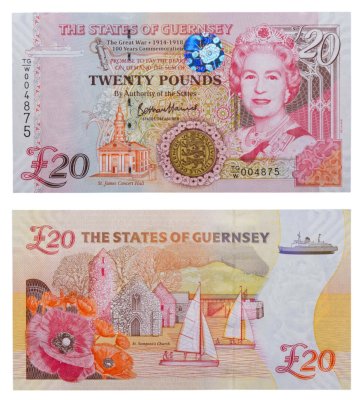 купить Гернси 20 фунтов 2018 100-летие окончания Первой Мировой войны