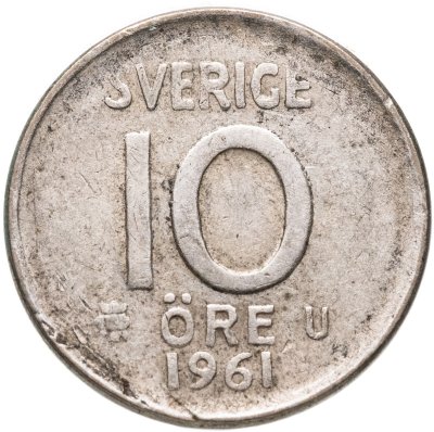 купить Швеция 10 эре (ore) 1961, знак монетного двора: "U" - Бенкт Ульвфот
