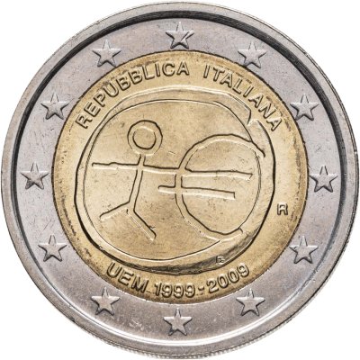 купить Италия 2 евро 2009 "10 лет Экономическому и валютному союзу"