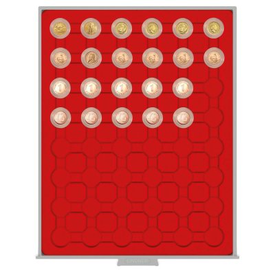 купить Бокс на 48 монет диаметром 16.5 мм в капсулах (Lindner, Германия)