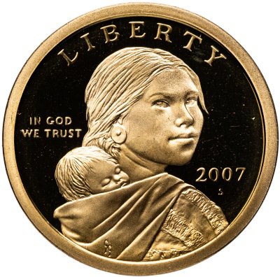 купить США 1 доллар (dollar) 2007 "Sacagawea dollar (Сакагавея доллар - парящий орёл)", знак монетного двора "S" - Сан-Франциско