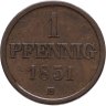 Купить Германия, Брауншвейг 1 пфенниг 1851