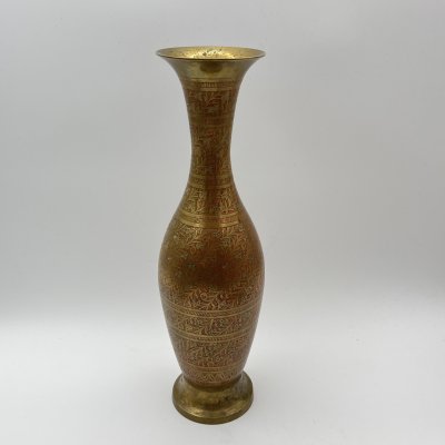 купить Ваза в восточном стиле с растительным декором, латунь, холодные эмали, гравировка, Индия, 1970-1990 гг.