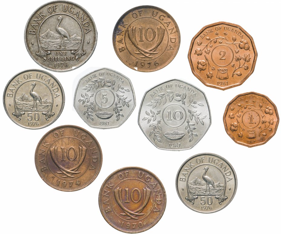 купить Уганда набор из 10 монет 1976-1987