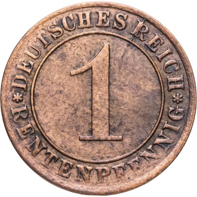 купить Германия 1 пфенниг (рентенпфенниг, rentenpfennig) 1924 E знак монетного двора "E" — Мульденхюттен