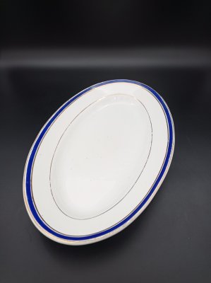 купить Сервировочное блюдо, фарфор, золочение, крытье (кобальт), Будянский фаянсовый завод «Серп и молот», СССР, 1965-1967 гг.