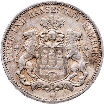 купить Германская империя, Гамбург 3 марки (mark) 1910 J