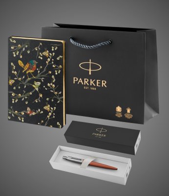 Купить Подарочный набор: Шариковая ручка Parker Jotter Essential Chelsea Orange CT и Ежедневник недатированный, черный., Металлы: нержавеющая сталь, позолота, позолота, 2026 г.