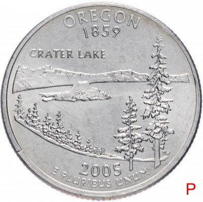 купить США 1/4 доллара (квотер, 25 центов) 2005 P "Штат Орегон" (Oregon), знак монетного двора "P" - Филадельфия