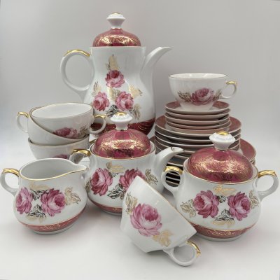 купить Сервиз чайный с цветочным декором на 5 персон (24 предмета), фарфор, крытье, люстр, деколь, золочение, Spezial Eisenberg Porzellan (SEP), ГДР, 1973-1976 гг.