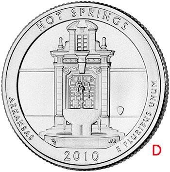 Купить США 25 центов (квотер) 2010 D — Национальный парк Хот-Спрингс