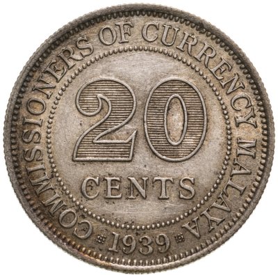Купить Малайя 20 центов (cents) 1939