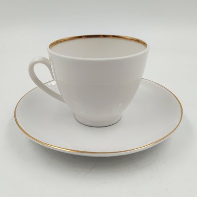 купить Пара кофейная с эмблемой "Лэтуаль", фарфор, отводка золотом, печать, Ленинградский фарфоровый завод (ЛФЗ), Российская Федерация, 2002-2006 гг.