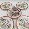 Купить Набор чайной посуды из десертных тарелок и молочника "Китайские красавицы в саду" на 5 персон, фарфор, деколь, золочение, Китай, 1960-1980 гг.