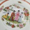 Купить Набор чайной посуды из десертных тарелок и молочника "Китайские красавицы в саду" на 5 персон, фарфор, деколь, золочение, Китай, 1960-1980 гг.
