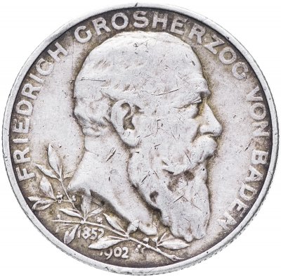 купить Германия (Баден) 2 марки 1902 "50-летие правления Фридриха I"