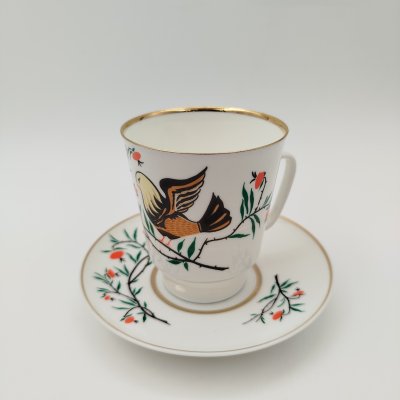 купить Пара кофейная "Птички", автор рисунка А.В. Щекатихина-Потоцкая, фарфор, деколь, золочение, Ленинградский фарфоровый завод (ЛФЗ), СССР, 1970-1986 гг.