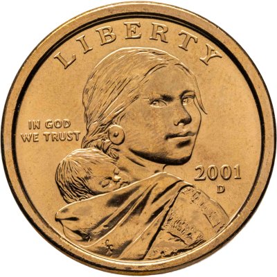 купить США 1 доллар (dollar) 2001 Sacagawea dollar (Сакагавея доллар - парящий орёл) , Знак монетного двора D - Денвер