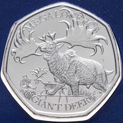 купить Великобритания 50 пенсов 2024 "Гиганты ледникового периода - Большерогий олень" в коинкарте