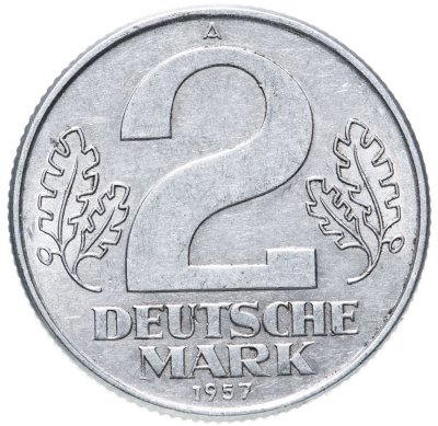 купить Германия (ГДР) 2 марки 1957 надпись "DEUTSCHE MARK"
