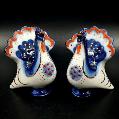 купить Пара солонок "Индюк", скульптор М.Н. Мох, фарфор, роспись, золочение, Ленинградский фарфоровый завод (ЛФЗ), СССР, 1970-1992 гг.