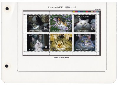 купить Кыргыстан блок из 6 марок 1999 "Кошки"