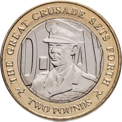 купить Остров Мэн 2 фунта 2019 "День Д - Король Георг VI"