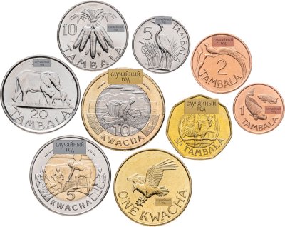 купить Малави набор из 9 монет 1995-2006 (1, 2, 5, 10, 20, 50 Tambala, 1, 5, 10 Kwacha), случайный год