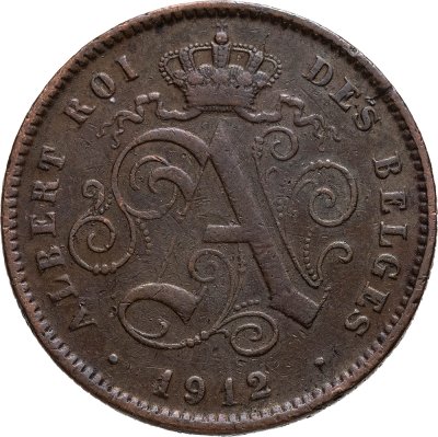 купить Бельгия 2 сантима (centimes) 1912 Надпись на французском - 'ALBERT ROI DES BELGES'