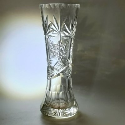 купить Ваза для цветов с резным декором, хрусталь, алмазная грань, СССР, 1960-1990 гг.