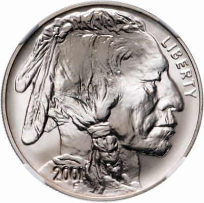 купить США 1 доллар (dollar) 2001 Proof Американский буффало (бизон), в слабе NGC MS69, знак монетного двора "D" - Денвер