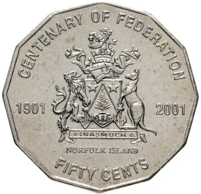 купить Австралия 50 центов 2001 "Столетие Федерации - Остров Норфолк"