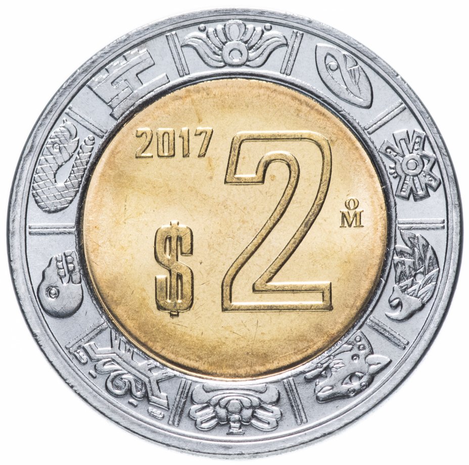 купить Мексика 2 песо (pesos) 2017