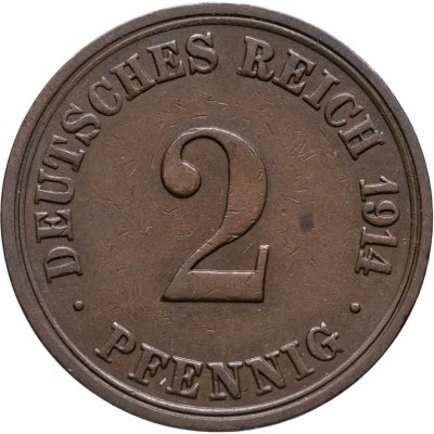 купить Германия 2 пфеннига (pfennig) 1914 A знак монетного двора: "A" - Берлин