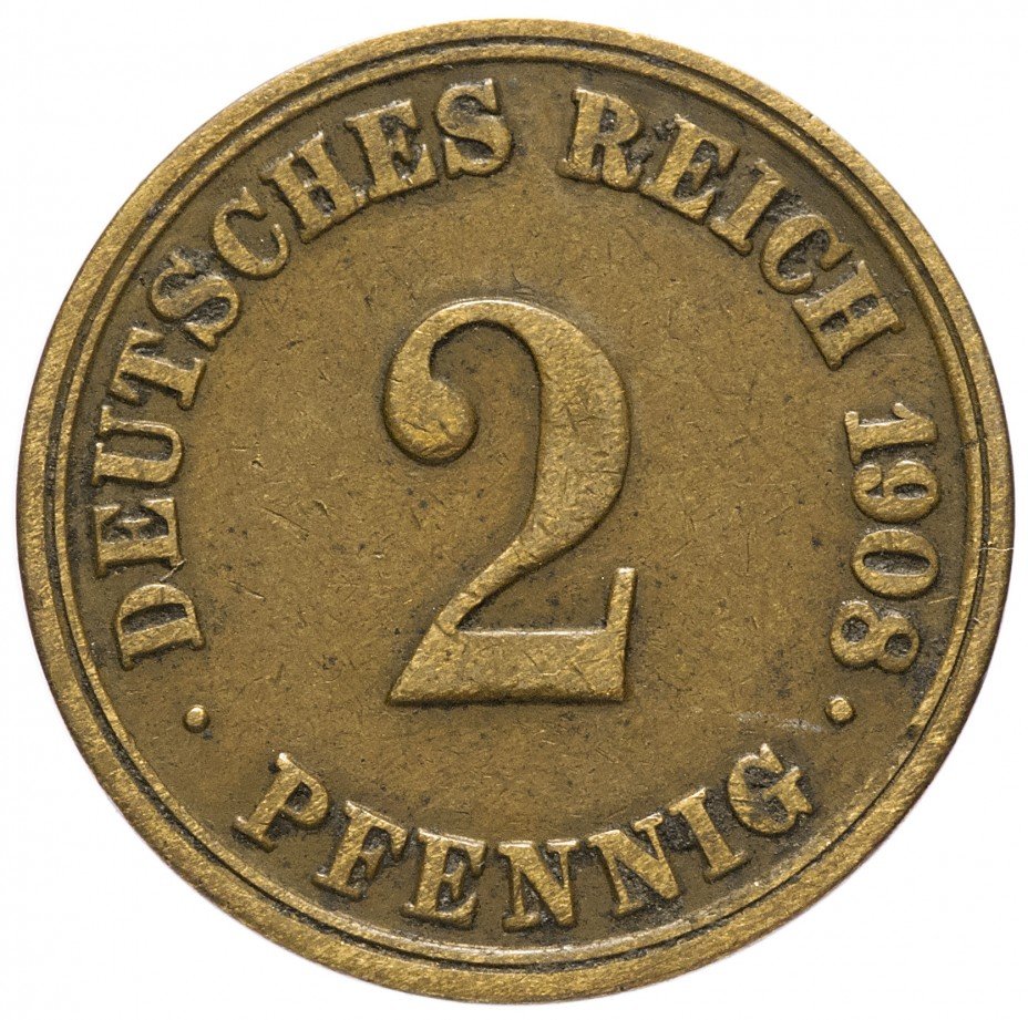 купить Германия 2 рейх пфеннига 1908 "А"