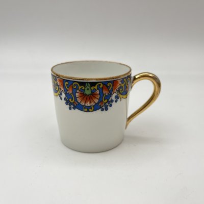 купить Чашка кофейная, украшенная растительным декором, форма "Литрон", Limoges Elte', фарфор, деколь, золочение, Франция, 1920-1940 гг.