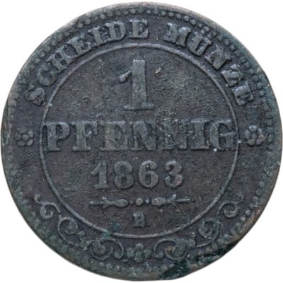 купить Германия Саксония 1 пфенниг 1863