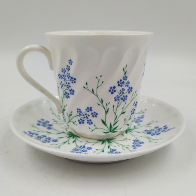 купить Пара кофейная "У ручья" (форма "Витая"), фарфор, деколь, Ленинградский фарфоровый завод (ЛФЗ), СССР, 1970-1992 гг.