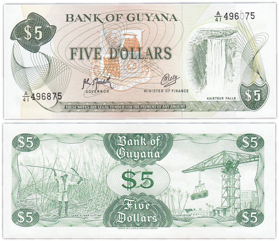 купить Гайана 5 долларов 1992 (Pick 22f)