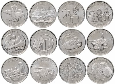 купить Канада, набор монет 25 центов 1999 серия "12 месяцев" (12 монет)