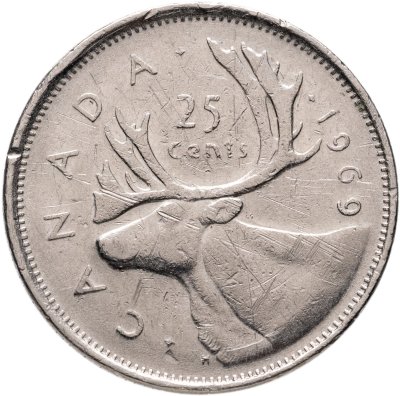 купить Канада 25 центов (cents) 1969 Молодая королева