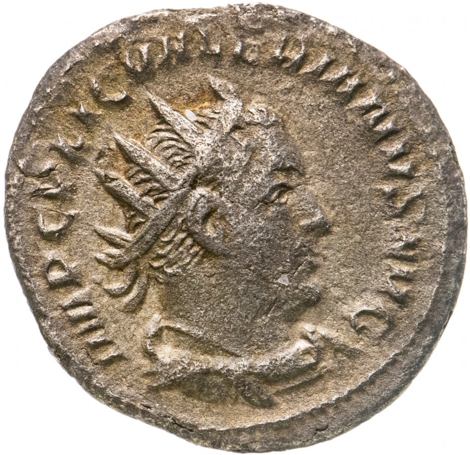 купить Римская Империя, Валериан I, 253–260 гг, антониниан (реверс: Виктория стоит влево, в руках - венок и пальмовая ветвь)